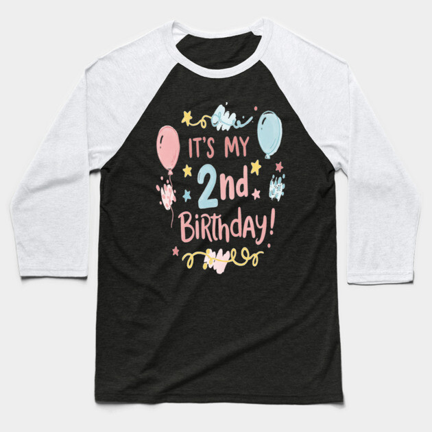 Two-riffic Birthday Tee - Level 2 Unlocked! Festive Second Birthday Fun Baseball T-Shirt by OUTFITPAW