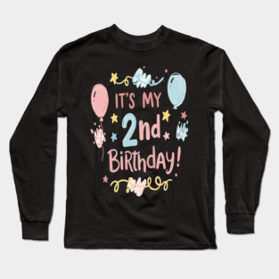 Two-riffic Birthday Tee - Level 2 Unlocked! Festive Second Birthday Fun Long Sleeve T-Shirt