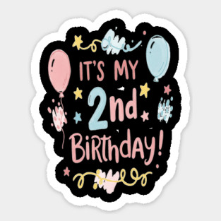 Two-riffic Birthday Tee - Level 2 Unlocked! Festive Second Birthday Fun Sticker