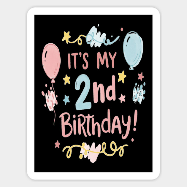 Two-riffic Birthday Tee - Level 2 Unlocked! Festive Second Birthday Fun Magnet by OUTFITPAW