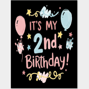 Two-riffic Birthday Tee - Level 2 Unlocked! Festive Second Birthday Fun Posters and Art