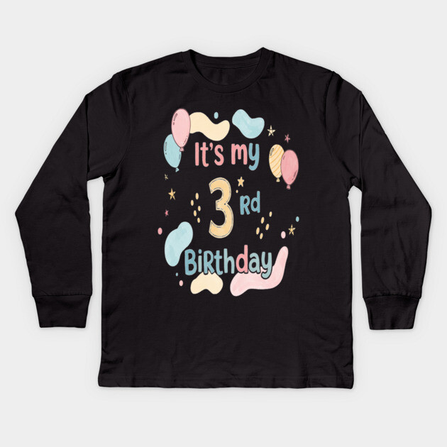 Threenager Birthday Tee - Officially Triple the Trouble - Playful Third Birthday Bash Kids Long Sleeve T-Shirt by OUTFITPAW
