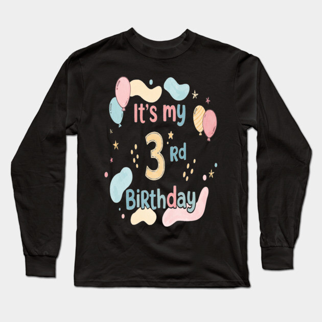 Threenager Birthday Tee - Officially Triple the Trouble - Playful Third Birthday Bash Long Sleeve T-Shirt by OUTFITPAW