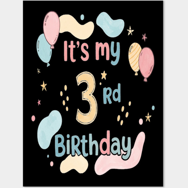 Threenager Birthday Tee - Officially Triple the Trouble - Playful Third Birthday Bash Wall Art by OUTFITPAW