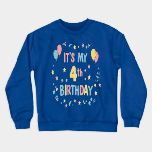 Four-tastic Birthday Tee - Officially Too Cool for Preschool - Joyful Fourth Birthday Stars Crewneck Sweatshirt