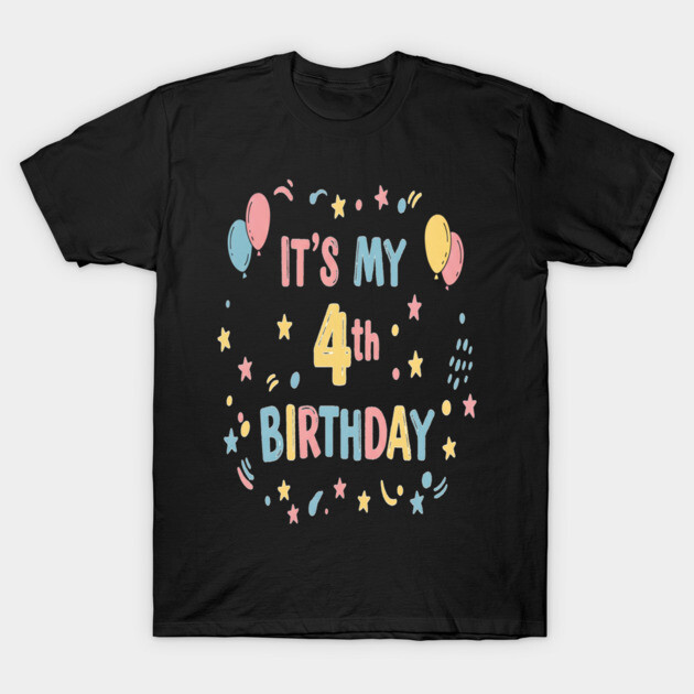 Four-tastic Birthday Tee - Officially Too Cool for Preschool - Joyful Fourth Birthday Stars T-Shirt by OUTFITPAW