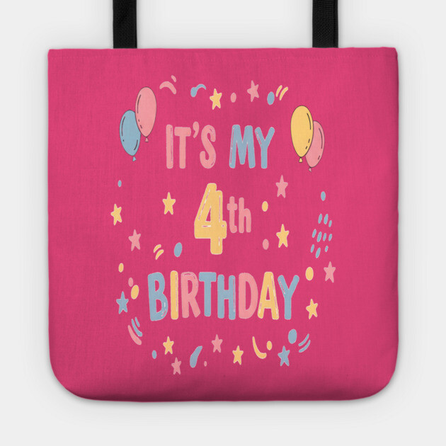 Four-tastic Birthday Tee - Officially Too Cool for Preschool - Joyful Fourth Birthday Stars Tote by OUTFITPAW