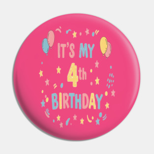Four-tastic Birthday Tee - Officially Too Cool for Preschool - Joyful Fourth Birthday Stars Pin