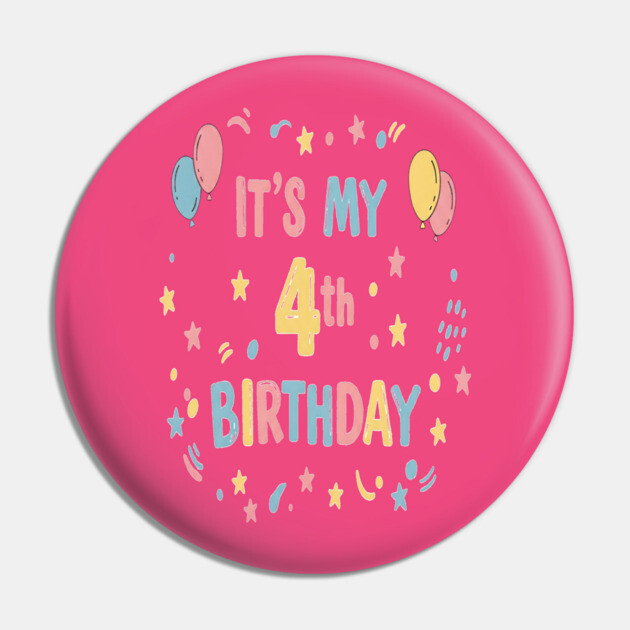 Four-tastic Birthday Tee - Officially Too Cool for Preschool - Joyful Fourth Birthday Stars Pin by OUTFITPAW