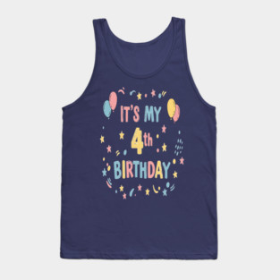Four-tastic Birthday Tee - Officially Too Cool for Preschool - Joyful Fourth Birthday Stars Tank Top