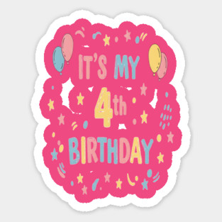 Four-tastic Birthday Tee - Officially Too Cool for Preschool - Joyful Fourth Birthday Stars Sticker