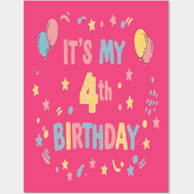 Four-tastic Birthday Tee - Officially Too Cool for Preschool - Joyful Fourth Birthday Stars Wall Art by OUTFITPAW