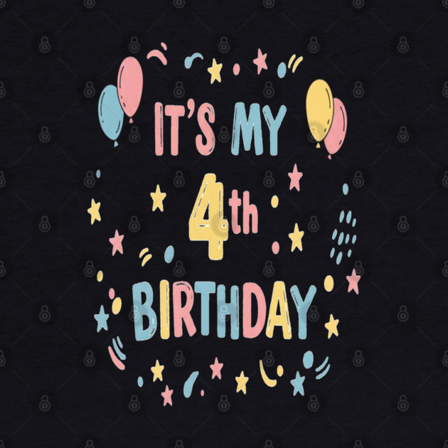 Four-tastic Birthday Tee - Officially Too Cool for Preschool - Joyful Fourth Birthday Stars by OUTFITPAW