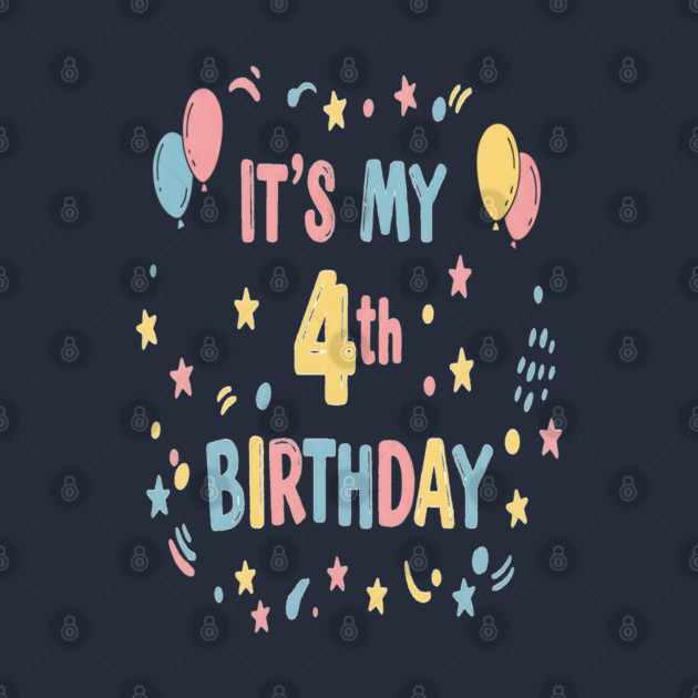 Four-tastic Birthday Tee - Officially Too Cool for Preschool - Joyful Fourth Birthday Stars by OUTFITPAW