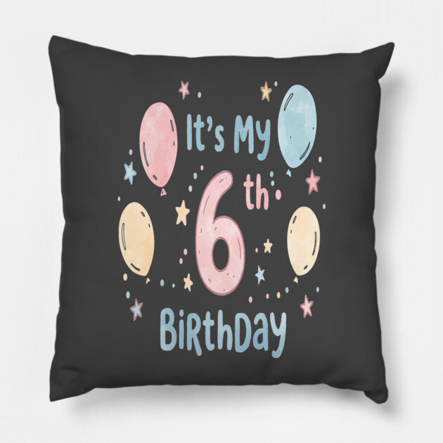 Sixth Birthday Tee - Officially Leveling Up to Awesome Sixth Birthday Party Pillow by OUTFITPAW