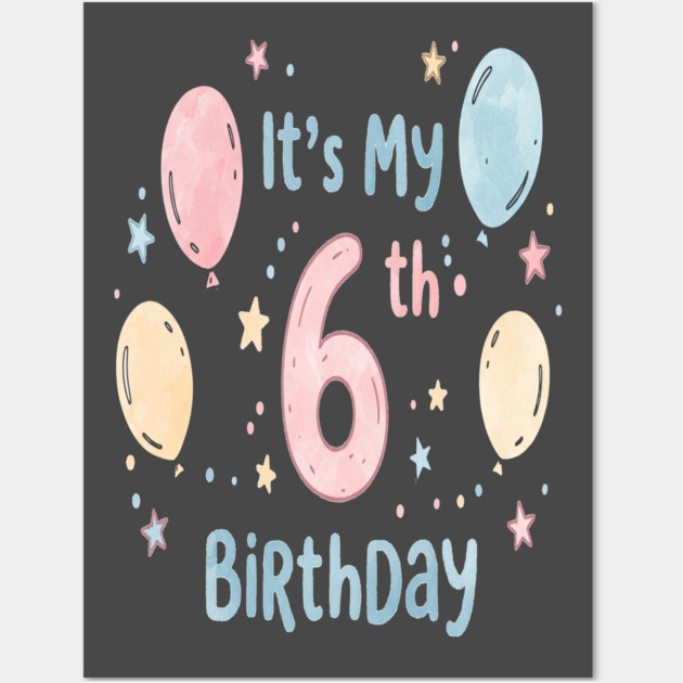 Sixth Birthday Tee - Officially Leveling Up to Awesome Sixth Birthday Party Wall Art by OUTFITPAW