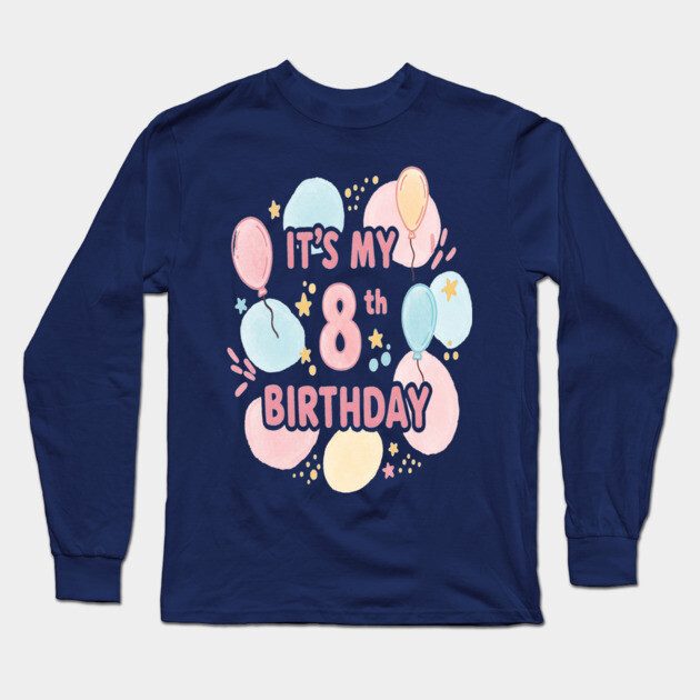 Groovy Eighth Birthday Party Eighth Birthday Tee - Officially Too Cool for Coasters. Long Sleeve T-Shirt by OUTFITPAW