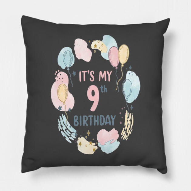 Awesome Ninth Birthday Celebration- Ninth Birthday Tee - Officially Too Smart for Sharing Toys Pillow by OUTFITPAW