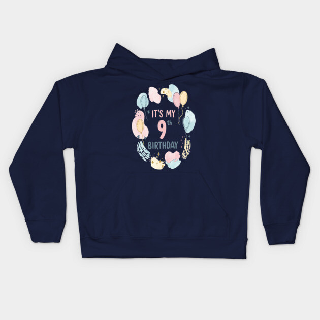 Awesome Ninth Birthday Celebration- Ninth Birthday Tee - Officially Too Smart for Sharing Toys Kids Hoodie by OUTFITPAW