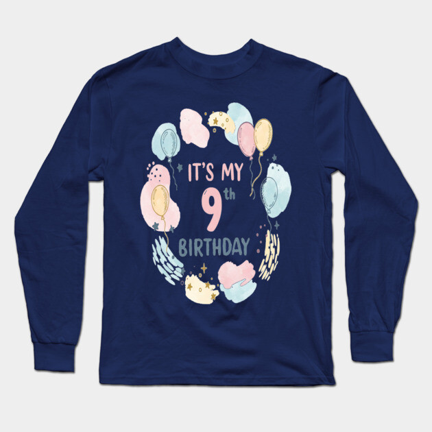 Awesome Ninth Birthday Celebration- Ninth Birthday Tee - Officially Too Smart for Sharing Toys Long Sleeve T-Shirt by OUTFITPAW
