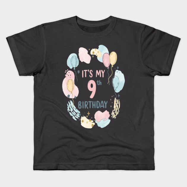 Awesome Ninth Birthday Celebration- Ninth Birthday Tee - Officially Too Smart for Sharing Toys Kids T-Shirt by OUTFITPAW
