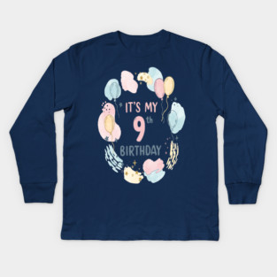 Awesome Ninth Birthday Celebration- Ninth Birthday Tee - Officially Too Smart for Sharing Toys Kids Long Sleeve T-Shirt