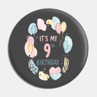 Awesome Ninth Birthday Celebration- Ninth Birthday Tee - Officially Too Smart for Sharing Toys Pin