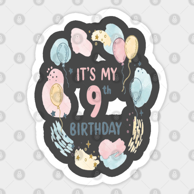 Awesome Ninth Birthday Celebration- Ninth Birthday Tee - Officially Too Smart for Sharing Toys Sticker by OUTFITPAW