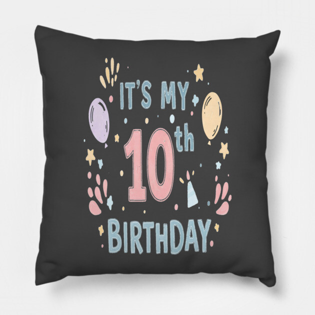 Tenth Birthday Tee - Officially Double Digits & Dangerous Pillow by OUTFITPAW