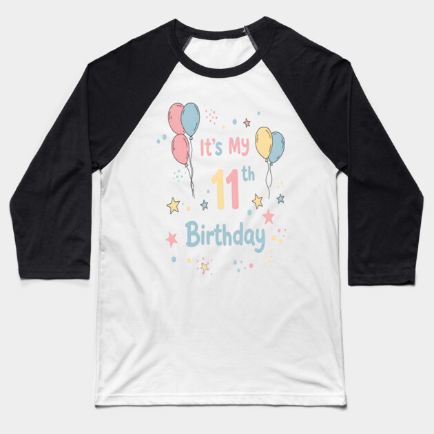 Awesome Eleventh Birthday Fun. Eleventh Birthday Tee - Officially Almost a Teenager (Scary!) Baseball T-Shirt by OUTFITPAW
