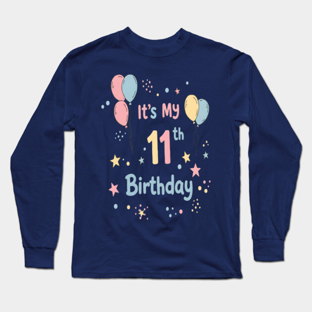 Awesome Eleventh Birthday Fun. Eleventh Birthday Tee - Officially Almost a Teenager (Scary!) Long Sleeve T-Shirt by OUTFITPAW