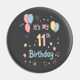 Awesome Eleventh Birthday Fun. Eleventh Birthday Tee - Officially Almost a Teenager (Scary!) Pin