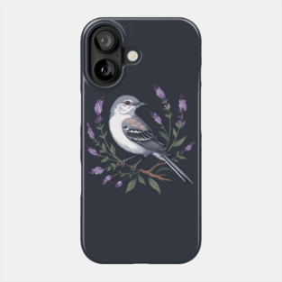 Northern Mockingbird Among Lavender Wildflowers Phone Case