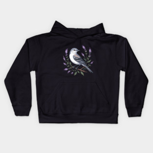 Northern Mockingbird Among Lavender Wildflowers Kids Hoodie