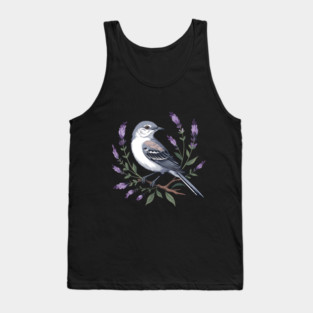 Northern Mockingbird Among Lavender Wildflowers Tank Top