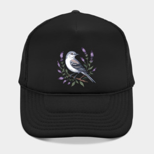 Northern Mockingbird Among Lavender Wildflowers Hat