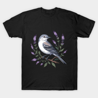 Northern Mockingbird Among Lavender Wildflowers T-Shirt