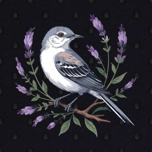 Northern Mockingbird Among Lavender Wildflowers by BirdsnStuff