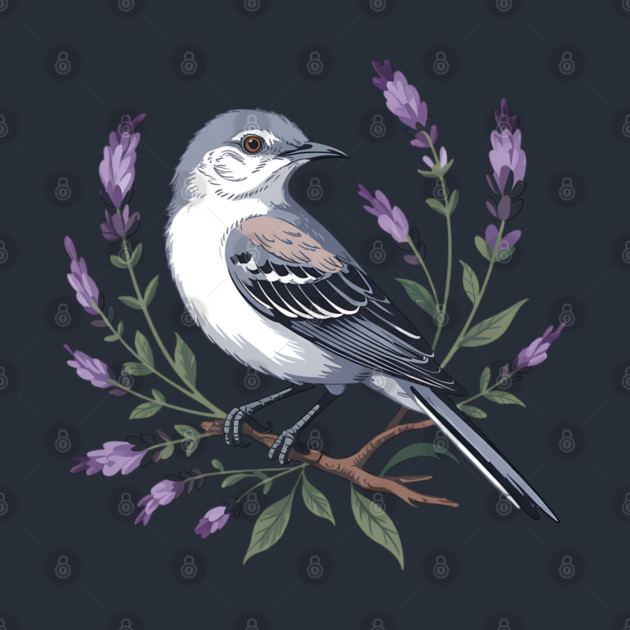 Northern Mockingbird Among Lavender Wildflowers by BirdsnStuff