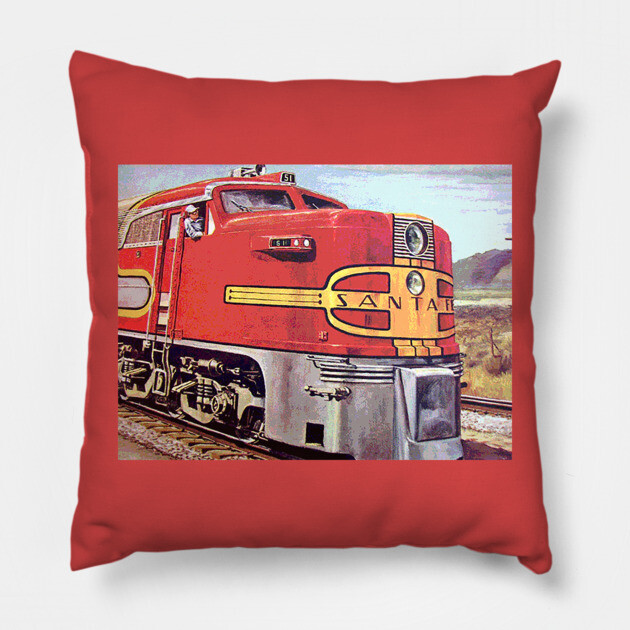 Santa Fe Train Pillow by Wiley