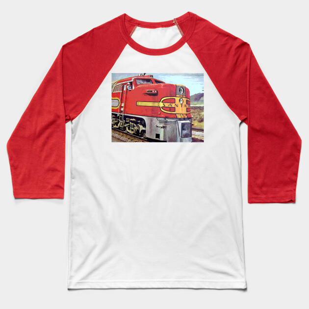 Santa Fe Train Baseball T-Shirt by Wiley