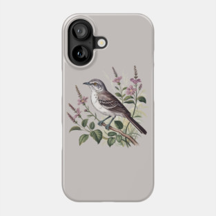 Northern Mockingbird Among Pink Blooms Phone Case