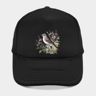 Northern Mockingbird Among Pink Blooms Hat