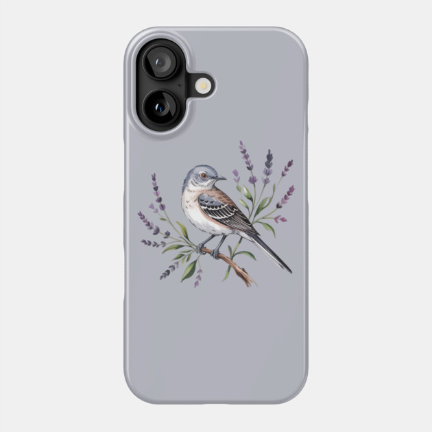 Northern Mockingbird Among Wildflowers Phone Case by BirdsnStuff
