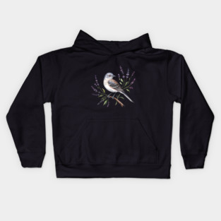 Northern Mockingbird Among Wildflowers Kids Hoodie