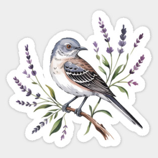 Northern Mockingbird Among Wildflowers Sticker