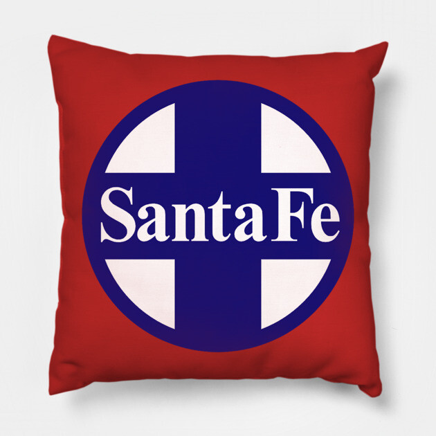 Santa Fe Railroad Logo Blue Pillow by Wiley