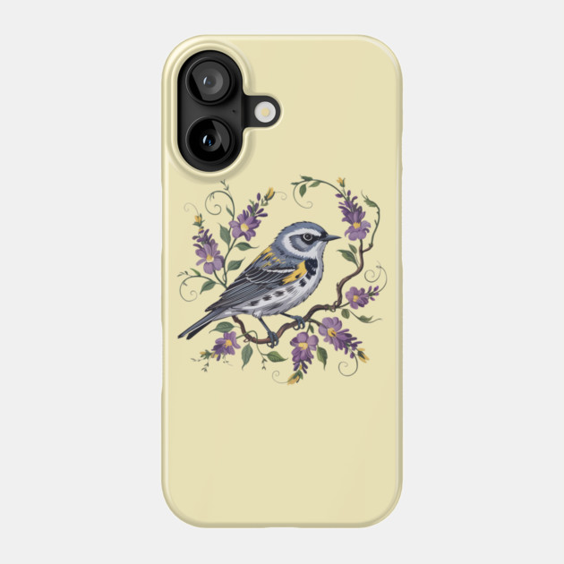 Yellow-Rumped Warbler Surrounded by Lavender Blooms Phone Case by BirdsnStuff