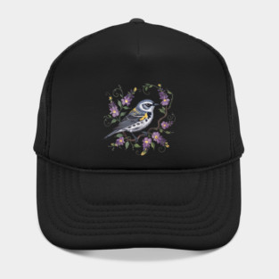 Yellow-Rumped Warbler Surrounded by Lavender Blooms Hat
