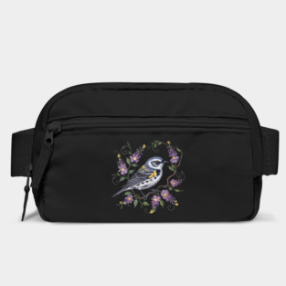 Yellow-Rumped Warbler Surrounded by Lavender Blooms Bag
